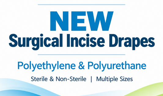 New Surgical Incise Drapes, Polyethylene & Polyurethane, Sterile & Non-Sterile, Multiple Sizes
