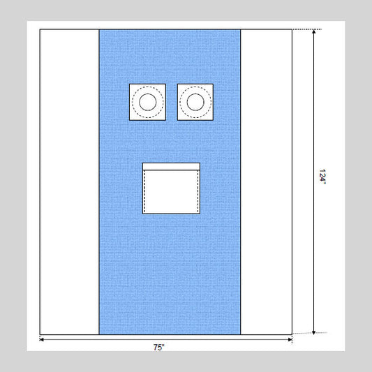 Angiography Drape with Dual 6" Circular Fenestrations with Pouch
