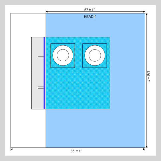 Angiography Drape with Dual 5.5" Circular Fenestrations with Trough
