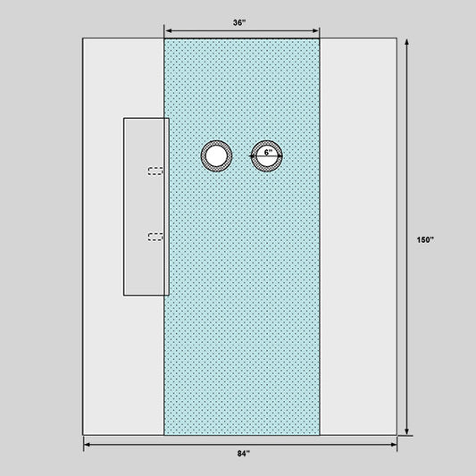 Angiography Drape with Dual 6" Circular Fenestrations with Trough