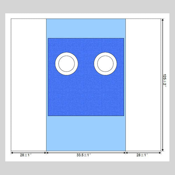 Angiography Drape with Dual 5" Circular Fenestrations