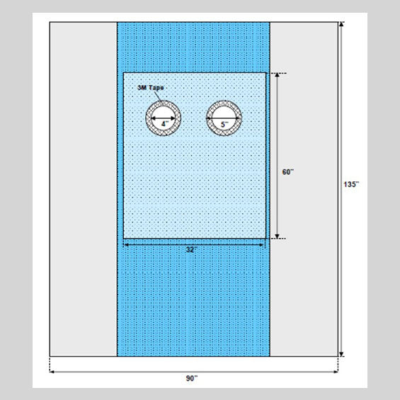 Angiography Drape with Dual 5" Circular Fenestrations