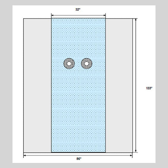 Angiography Drape with Dual 6" Circular Fenestrations