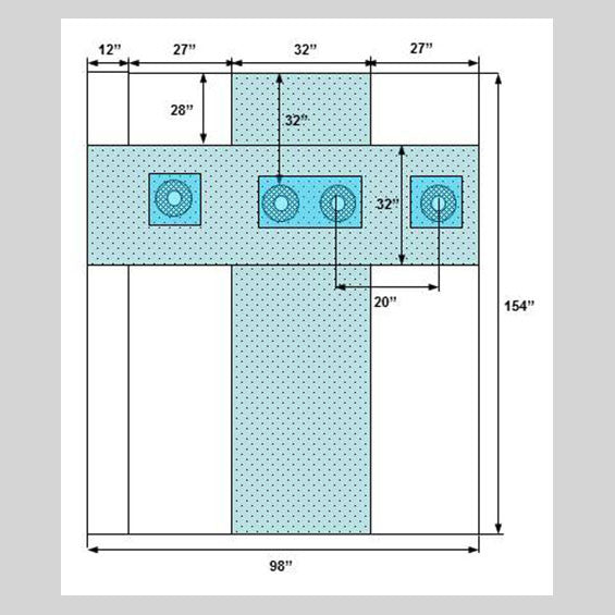 Angiography Drape with Four 6" Circular Fenestrations